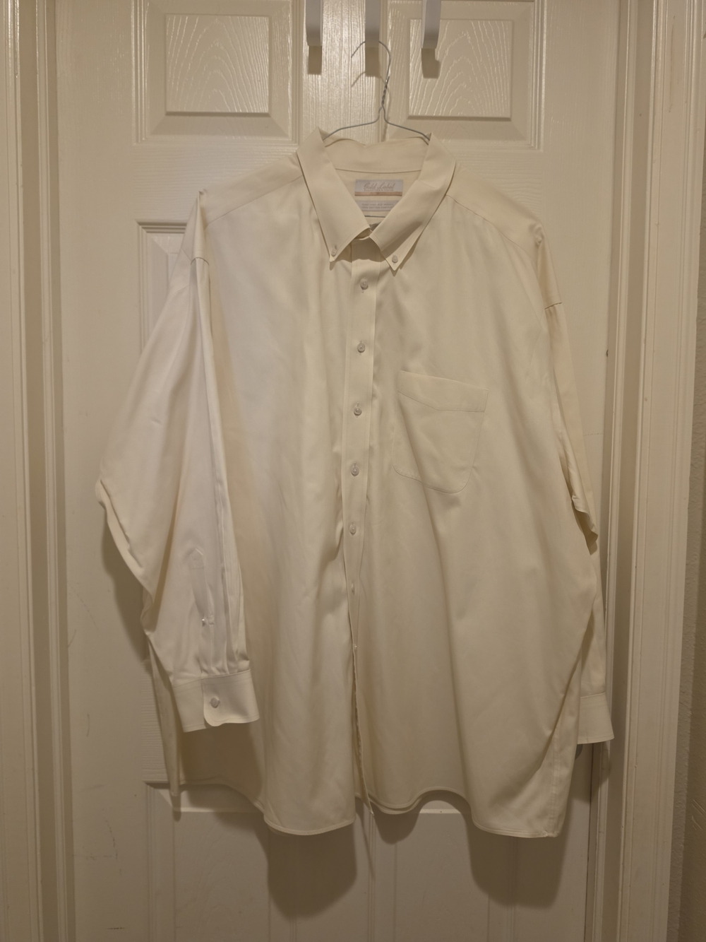 Roundtree & Yorke Gold Label Button-Up Pale Yellow Dress Shirt Size 20  35